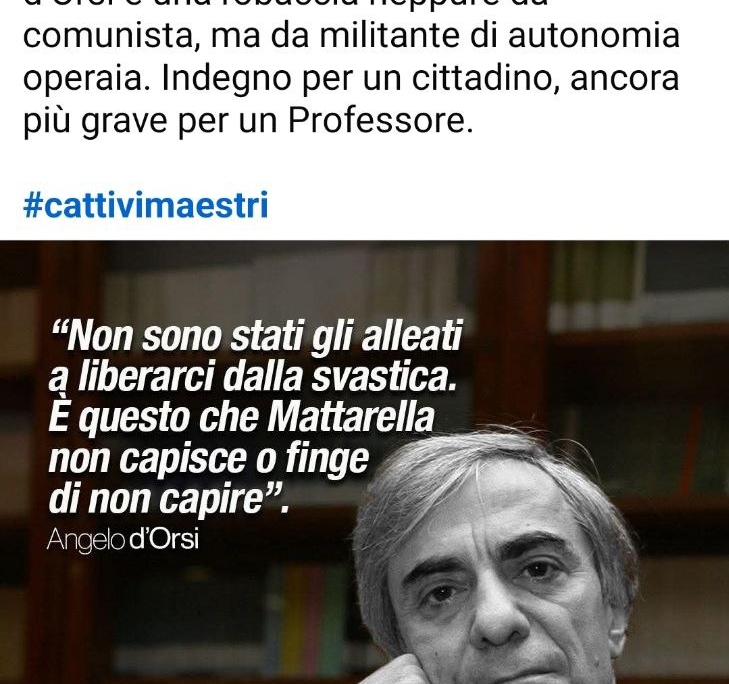 Ennesimo attacco al professore Angelo D'Orsi.